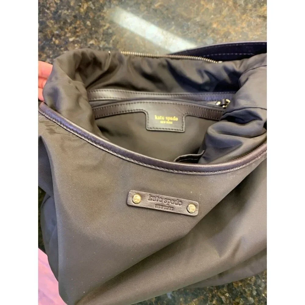 Kate Spade Flatiron Nylon Bag Purse Hobo Brown EUC
